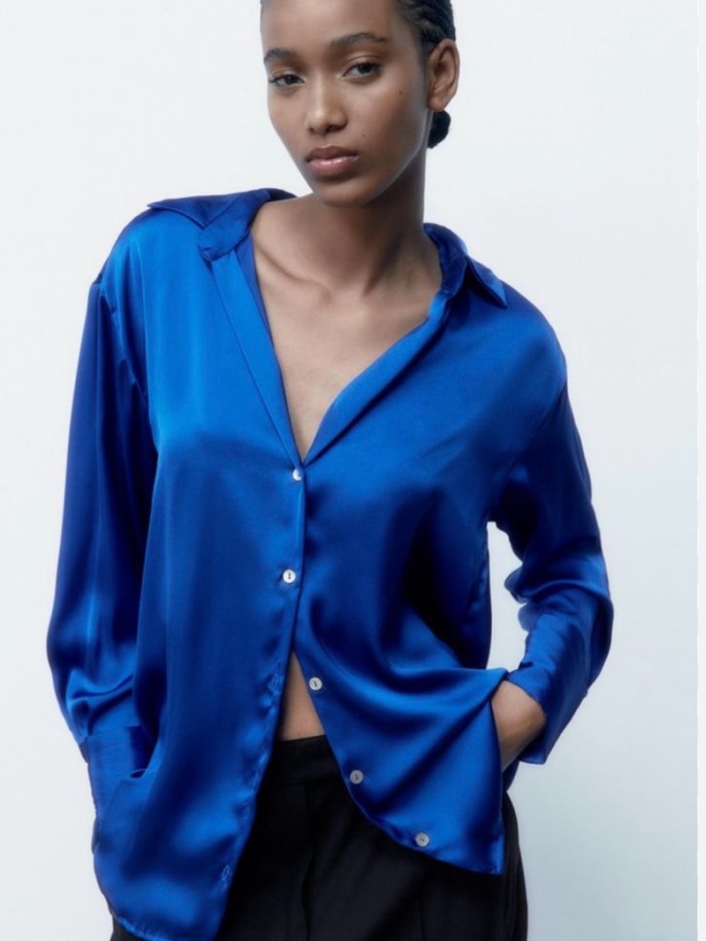 Zara satin Electric Blue Shirt size small